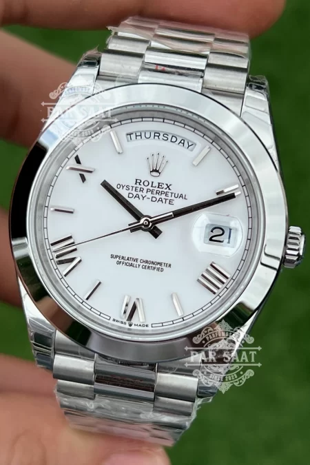 Rolex Daydate Beyaz Kadran Düz Bezel 126300