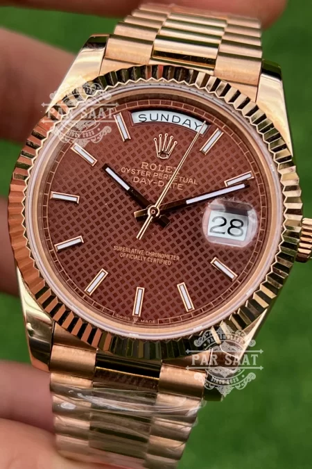 Rolex Day-Date Chocolate Diagonal Kadran Everose 228235