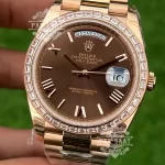 Rolex Day-Date Chocolate Roman Baget Taşlı Bezel