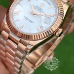 Rolex Day-Date Rose White Dial Fluted Bezel 228235