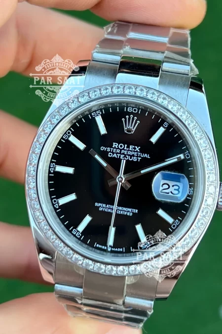 Rolex Datejust 41 Siyah Diamond Bezel Index Oyster